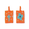 2 Pcs Glass Seed Bead Pendants PALLOY-MZ00246-05-1