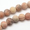 Natural Sunstone Frosted Round Bead Strands G-O039-07-8mm-1