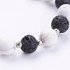 Frosted Natural & Synthetic Mixed Stone Beads Stretch Bracelets BJEW-JB03229-3