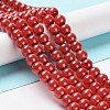 Baking Painted Pearlized Glass Pearl Round Bead Strands HY-XCP0001-13C-2