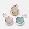 Electroplated Natural & Dyed Druzy Agate Pendants G-N0167-018-1