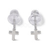 Anti-Tarnish Rhodium Plated Cross 999 Sterling Silver Stud Earrings for Women EJEW-S215-23P-2