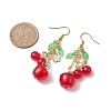 2 Pairs 2 Style Cherry & Strawberry Glass Dangle Earrings EJEW-JE05729-3
