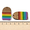 Pride Rainbow Theme Resin & Walnut Wood Pendants WOOD-K012-02-3