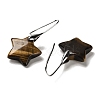 Natural Tiger Eye Star Dangle Earrings EJEW-I315-03P-12-2