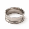 201 Stainless Steel Grooved Finger Ring Settings STAS-P323-13P-2