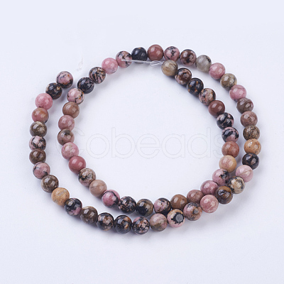 Natural Rhodonite Beads Strands G-P318-04-6mm-1