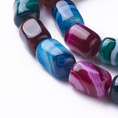 Natural Dyed Striped Agate/Banded Agate Beads Strands G-G775-B-01-1