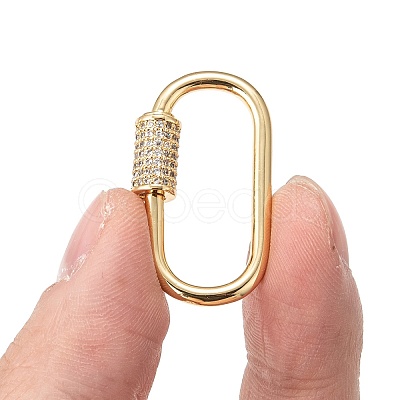 Brass Micro Pave Cubic Zirconia Screw Carabiner Lock Charms X-ZIRC-G160-21G-1