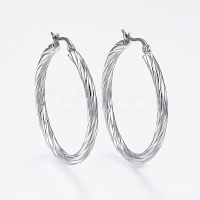 Non-Tarnish 304 Stainless Steel Hoop Earrings X-EJEW-H322-17P-1