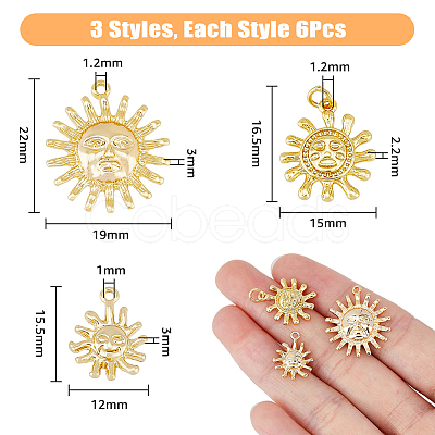 DICOSMETIC 18Pcs 3 Style Brass Pendants KK-DC0002-34-1