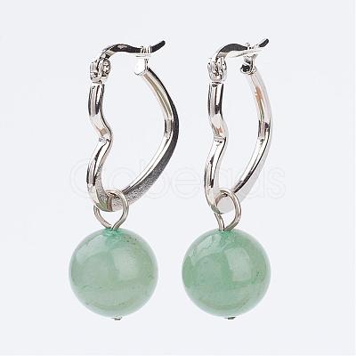 Natural Mixed Stone Dangle Hoop Earrings EJEW-JE02288-1