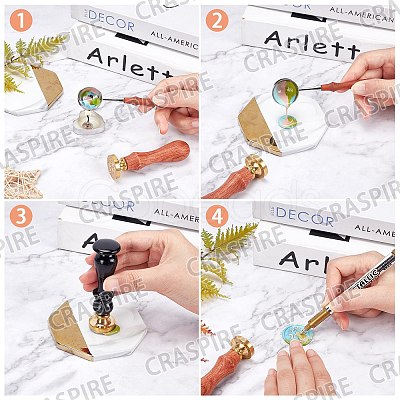 CRASPIRE Alloy Handle and Brass Wax Seal Stamp Head Sets DIY-CP0004-70A-1