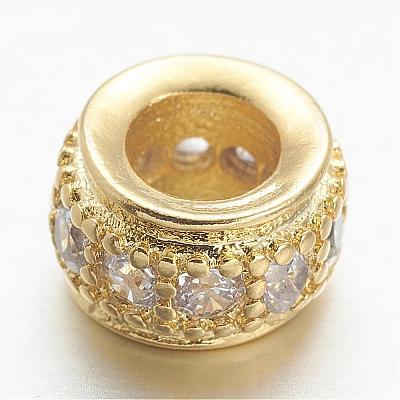 Brass Micro Pave Cubic Zirconia Beads ZIRC-D115-21G-FF-1