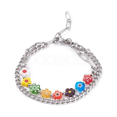 304 Stainless Steel Chain Bracelets for Women BJEW-TA00066-1