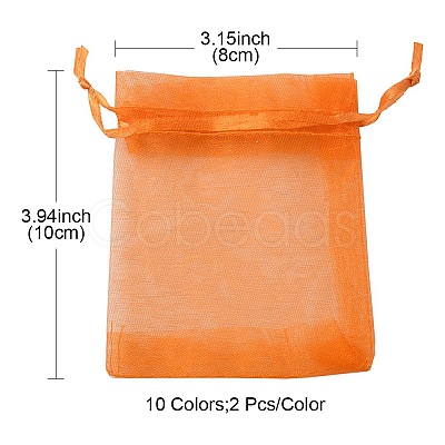 20Pcs 10 Colors Rectangle Organza Drawstring Bags CON-YW0001-31B-1