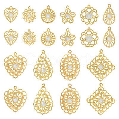 Pandahall 40Pcs 10 Styles Iron Rhinestone Pendants IFIN-TA0001-60-1