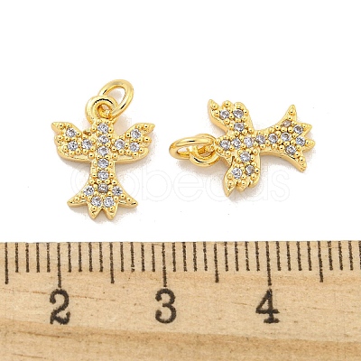 Brass Micro Pave Clear Cubic Zirconia Charms KK-Z044-37G-1