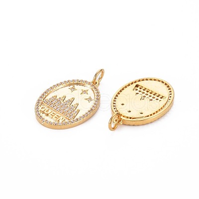 Brass Micro Pave Clear Cubic Zirconia Pendants KK-S356-744-1