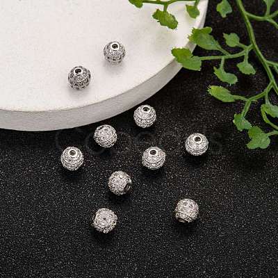 Brass Cubic Zirconia Beads ZIRC-F001-02P-6MM-1