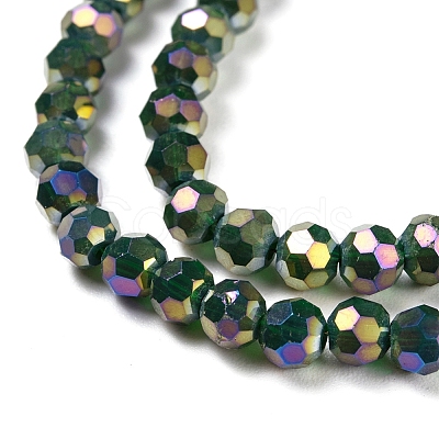 Round Full Rainbow Plated Electroplate Glass Beads Strands X-EGLA-J130-FR13-1