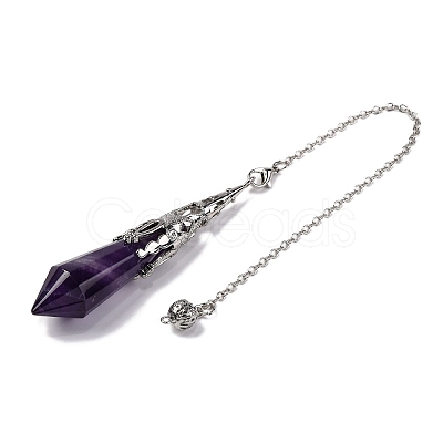 Natural Amethyst Pointed Dowsing Pendulum Big Pendants G-H285-06P-A04-1