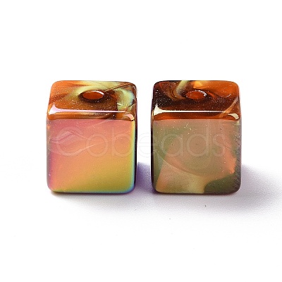 UV Plating Rainbow Iridescent Acrylic Beads PACR-H003-11-1