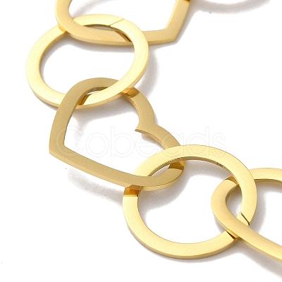 304 Stainless Steel Ring & Heart Link Chain Bracelets for Women BJEW-I315-09G-1