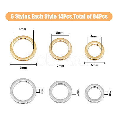 HOBBIESAY 84Pcs 6 Style Brass Linking Rings KK-HY0001-28-1