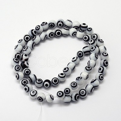 Handmade Evil Eye Lampwork Round Bead Strands LAMP-L055-10mm-09-1