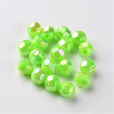 AB Color Plated Eco-Friendly Poly Styrene Acrylic Round Beads TACR-L004-6mm-46-1