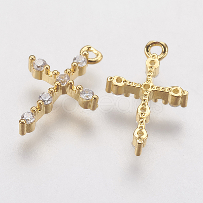 Brass Micro Pave Cubic Zirconia Charms X-ZIRC-G133-07G-1