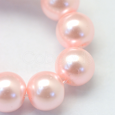 Baking Painted Pearlized Glass Pearl Round Bead Strands HY-Q330-8mm-70-1