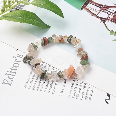 Unisex Chip Natural Gemstone Beaded Stretch Bracelets BJEW-S143-35-1