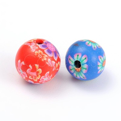 Handmade Polymer Clay Beads X-FM8mmY-1