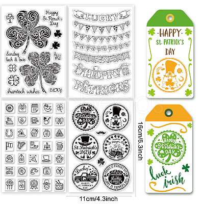 CRASPIRE 4 Sheets 4 Styles PVC Plastic Stamps DIY-CP0007-49A-1