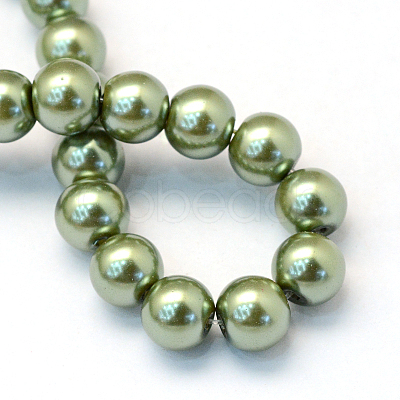 Baking Painted Pearlized Glass Pearl Round Bead Strands X-HY-Q003-4mm-49-1