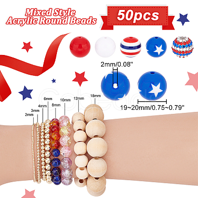 PandaHall Elite 1 Set Mixed Style Acrylic Round Beads Sets SACR-PH0001-52F-1