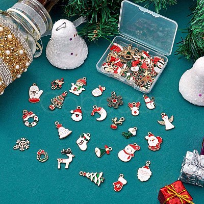 50Pcs Christmas Alloy Enamel Pendants JX265A-1