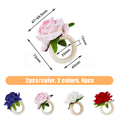 HOBBIESAY 8Pcs 4 Style Artificial Rose Polyseter Napkin Rings DJEW-HY0001-02-1