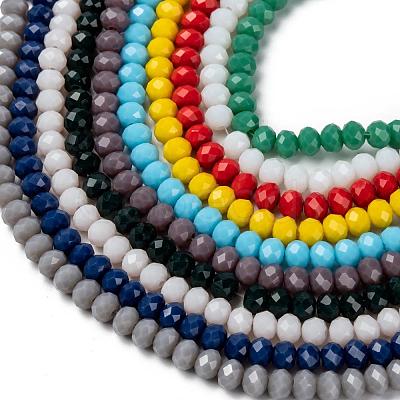 Opaque Solid Color Glass Beads Strands EGLA-X0007-01D-6mm-1