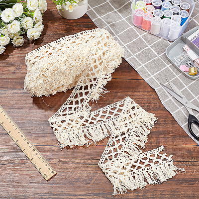 Flat Cotton Tassel Ribbons OCOR-WH0090-016-1