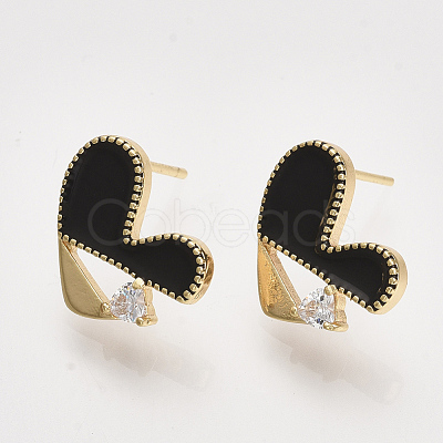 Brass Enamel Stud Earring Findings KK-T038-574A-G-NF-1