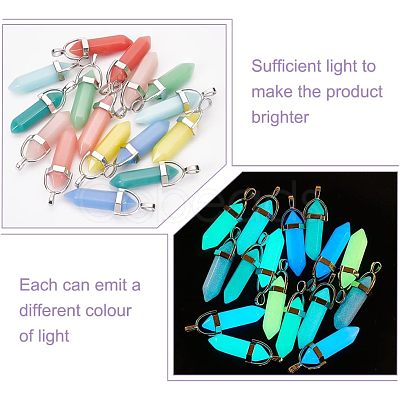 CHGCRAFT 16Pcs 8 Colors Synthetic Luminous Stone Pendants FIND-CA0005-30-1