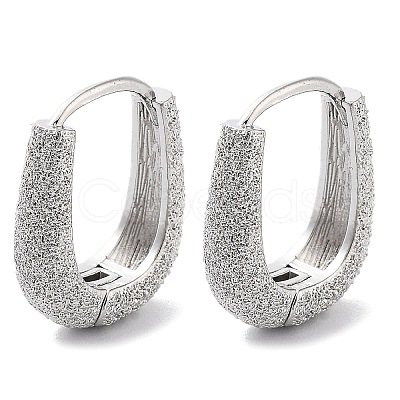 Brass Textured Hoop Earrings KK-B082-22P-1