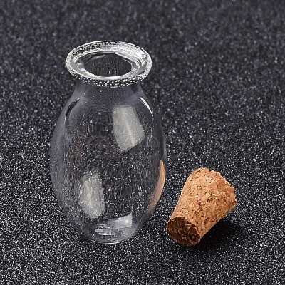 Oval Glass Cork Bottles Ornament AJEW-O032-03I-1