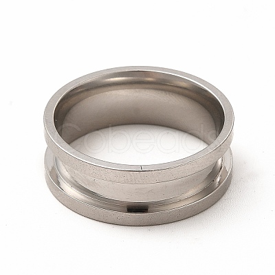 201 Stainless Steel Grooved Finger Ring Settings STAS-P323-13P-1