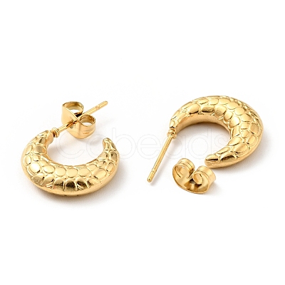 Ion Plating(IP) 304 Stainless Steel Crescent Moon Stud Earrings EJEW-G293-10G-1