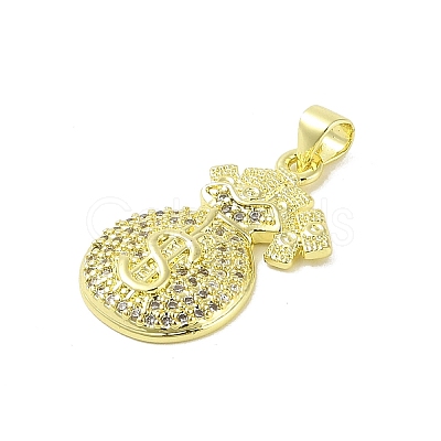 Brass Micro Pave Clear Cubic Zirconia Pendants KK-E111-14G-1