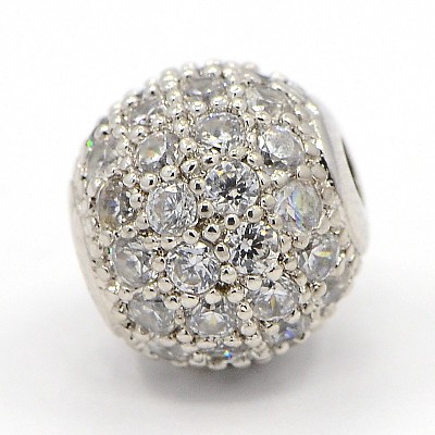 CZ Jewelry Brass Micro Pave Cubic Zirconia Round Beads ZIRC-M024-04P-1